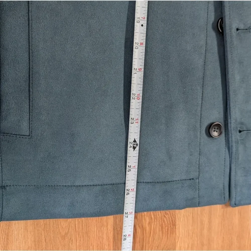 Zara Faux Suede Overshirt Jacket in Turquoise 3046/506 Mens XL Button Front